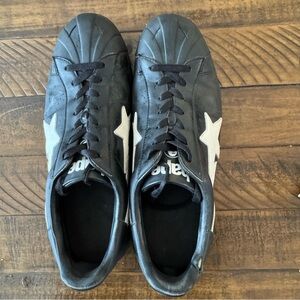 Golden Goose Men’s Black Leather Sneakers with White Star Accent